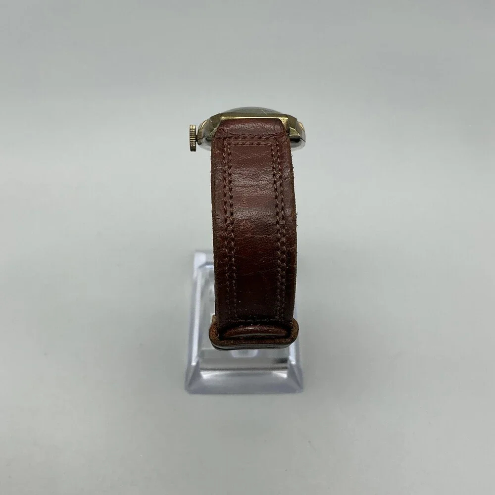 Vintage Westfield Mens Watch 23mm Cream Dial Brown Leather Manual Wind For Parts